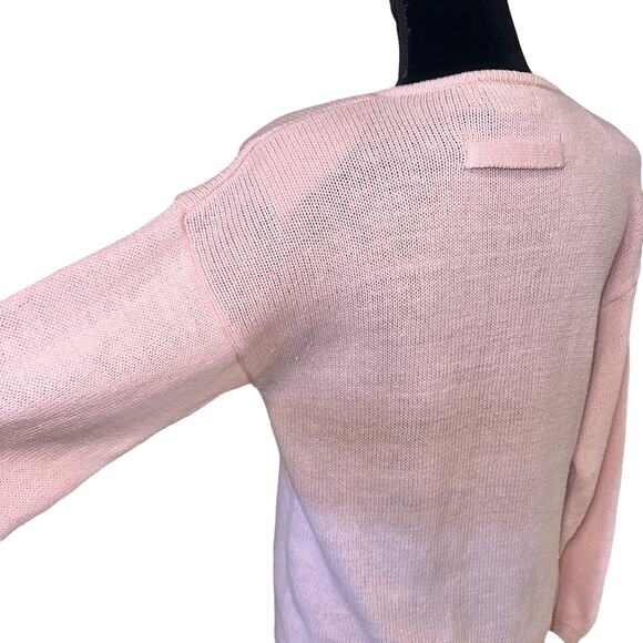 Vtg Club Sportif De Paris Pullover Sweater Size M Pink V Neck Floral Buttons - Picture 6 of 13